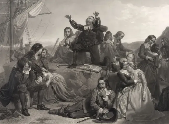 Framed Print : The departure of the pilgrim fathers, for America, A. D. 1620 Framed Print : The departure of the pilgrim fathers, for America, A. D. 1620