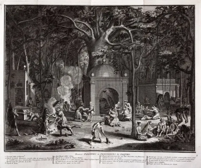 Framed Print : Depiction of Hindu worhip with fakirs Framed Print : Depiction of Hindu worhip with fakirs