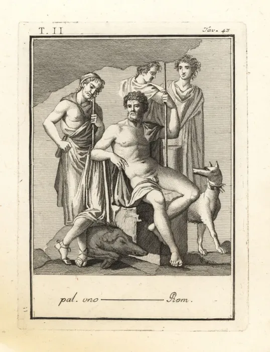 Framed Print : Depiction of the hunt of the Calydonian boar Framed Print : Depiction of the hunt of the Calydonian boar