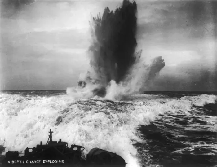 Framed Print : A Depth Charge Exploding Framed Print : A Depth Charge Exploding