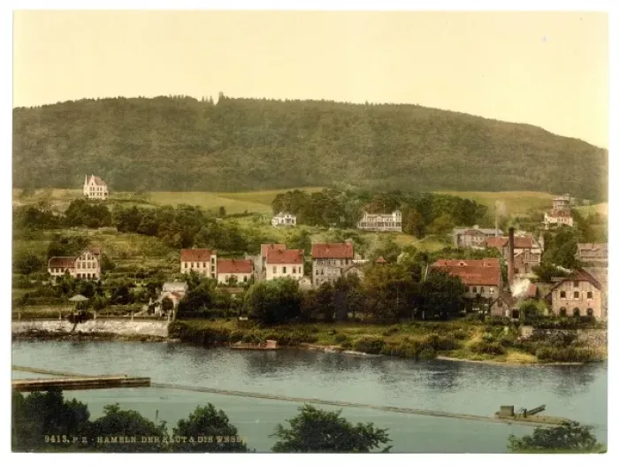 Framed Print : Der Klut & Die Weser, Hameln, Hanover, Germany Der Klut & Di