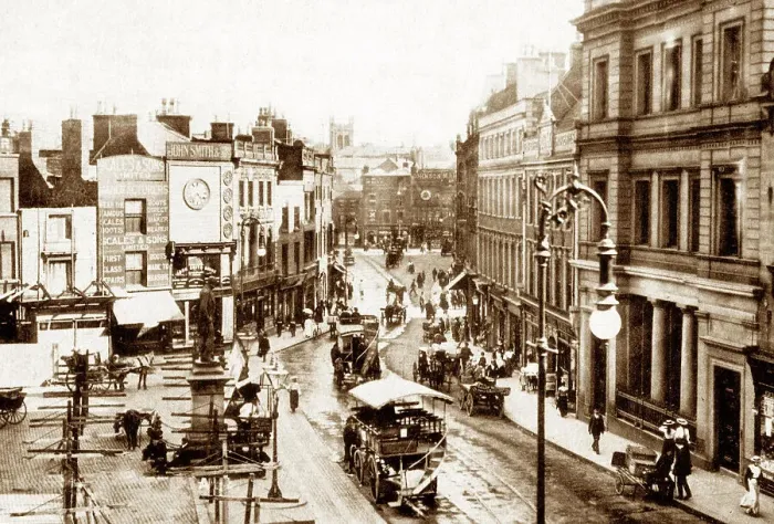 Framed Print : Derby Market Place early 1900s Framed Print : Derby Market Place early 1900s