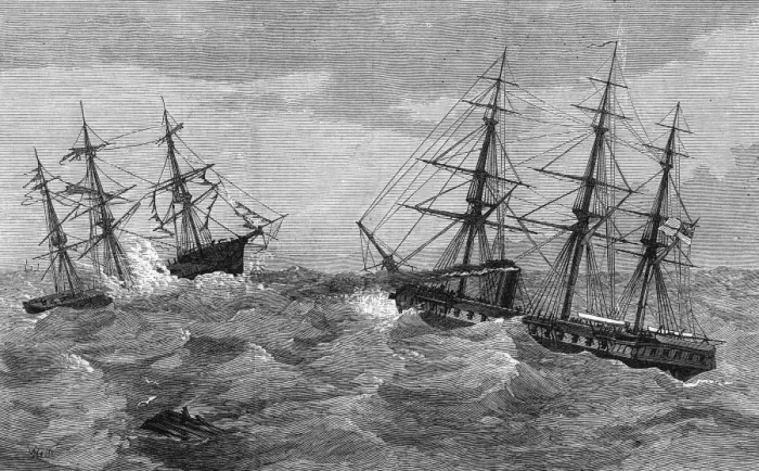 Framed Print : A derelict ship discovered, 1873 Framed Print : A derelict ship discovered, 1873