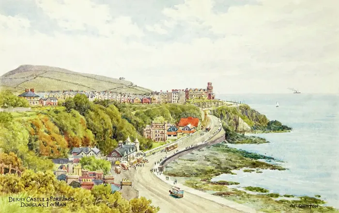 Framed Print : Derry Castle and Port Jack, Douglas, Isle of Man Framed Print : Derry Castle and Port Jack, Douglas, Isle of Man