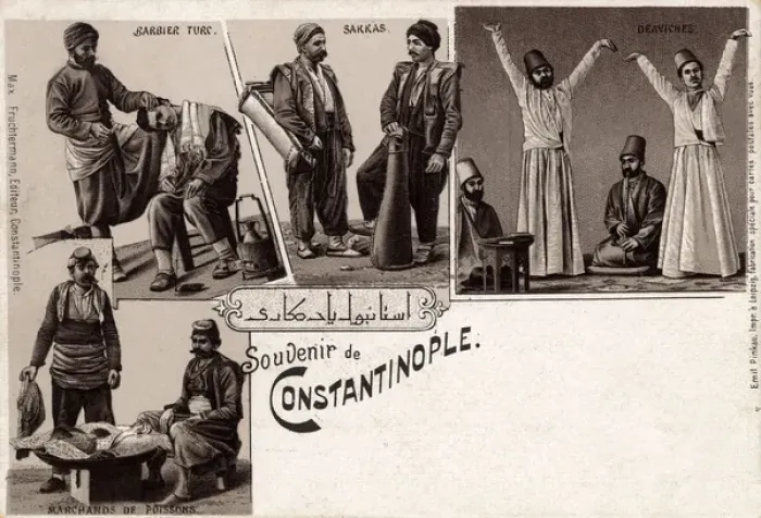 Framed Print : Dervishes, Barber, Water Carriers, Fishmonger, Istanbul
