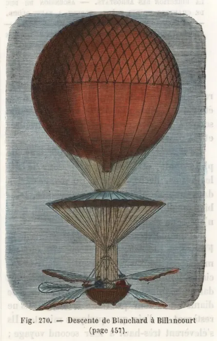Framed Print : Descent of Jean-Pierre Blanchards balloon Framed Print : Descent of Jean-Pierre Blanchards balloon