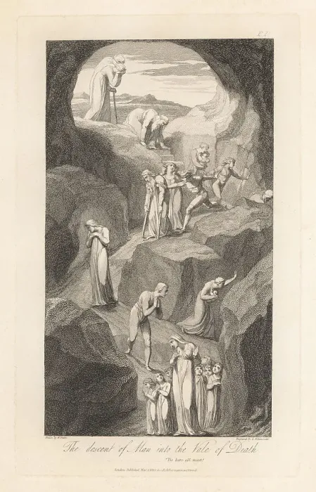 Framed Print : The Descent of Man into the Vale of Death Framed Print : The Descent of Man into the Vale of Death