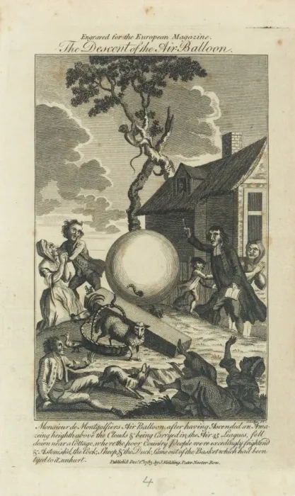 Framed Print : Descent of Montgolfier balloon Framed Print : Descent of Montgolfier balloon