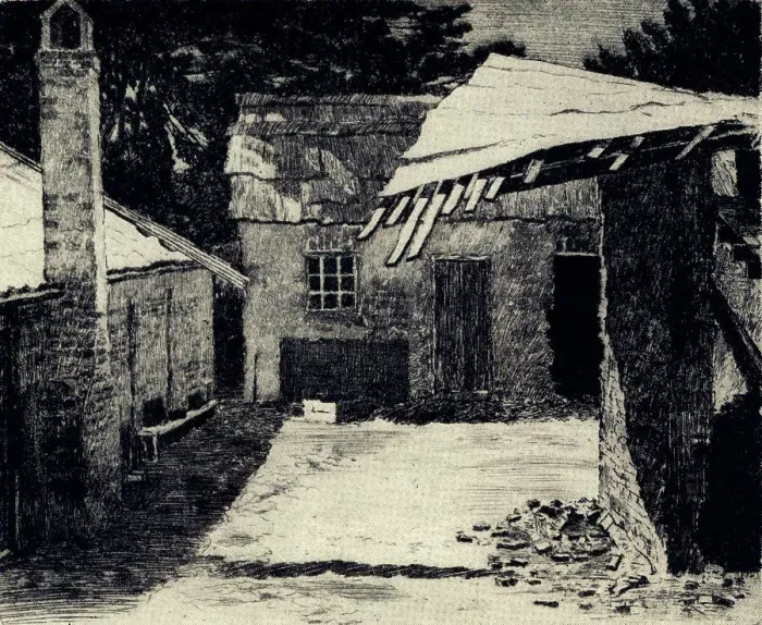Framed Print : Deserted Courtyard, Hartley Framed Print : Deserted Courtyard, Hartley