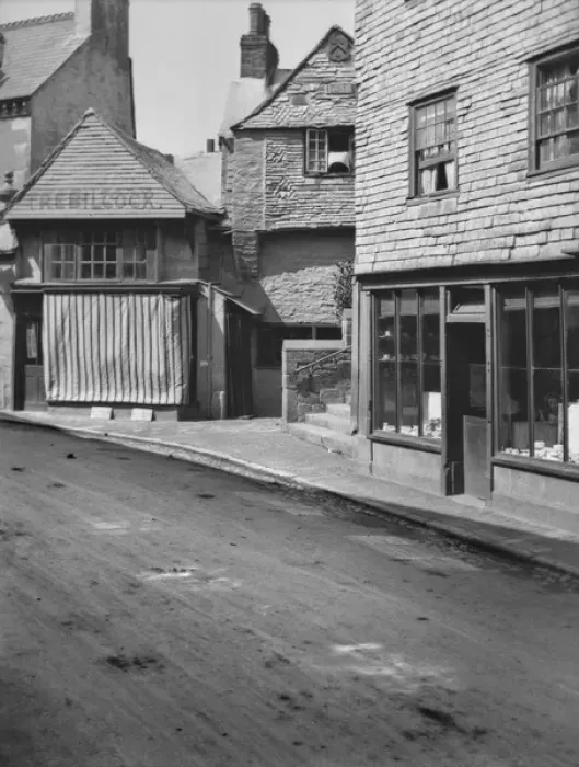 Framed Print : Deserted street with shops Framed Print : Deserted street with shops