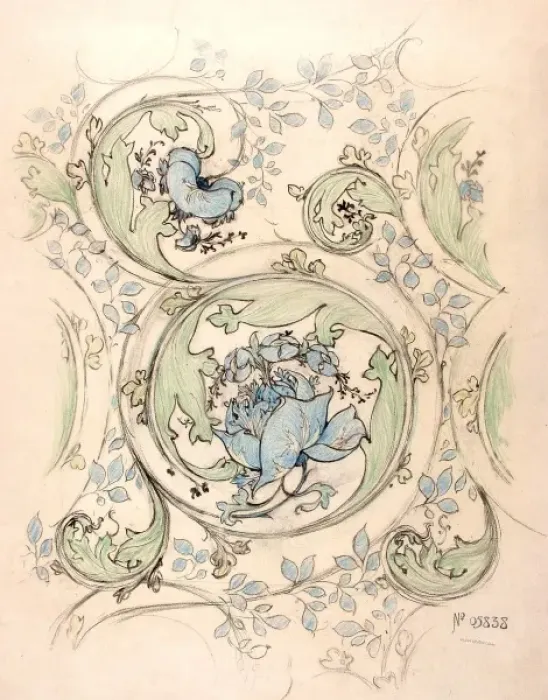 Framed Print : Design with blue flowers Framed Print : Design with blue flowers
