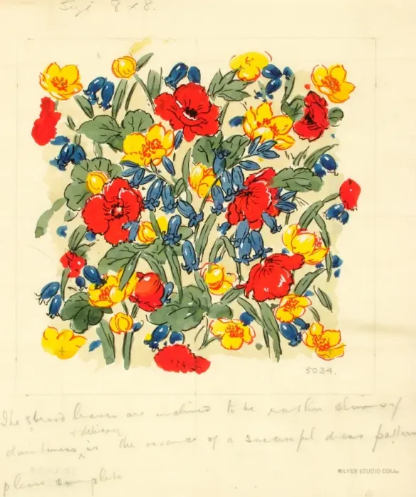 Framed Print : Design for Dress silk or print with flowers Framed Print : Design for Dress silk or print with flowers