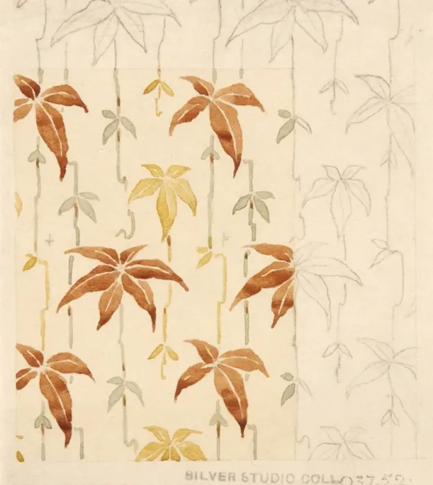 Framed Print : Design for dress silk or print with leaf pattern Framed Print : Design for dress silk or print with leaf pattern