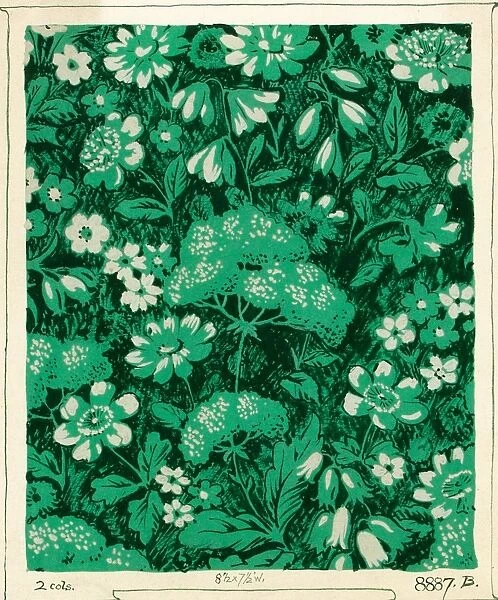 Design for Dress silkor print with green flowers