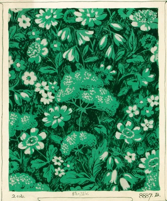 Framed Print : Design for Dress silkor print with green flowers Framed Print : Design for Dress silkor print with green flowers