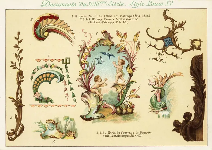 Framed Print : Design elements from the era of King Louis XV, 18th century Framed Print : Design elements from the era of King Louis XV, 18th century