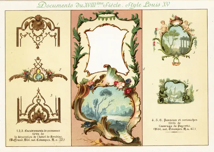 Framed Print : Design elements from the era of King Louis XV, 18th century Framed Print : Design elements from the era of King Louis XV, 18th century