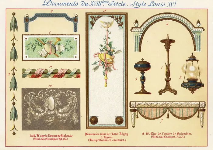 Framed Print : Design elements from the era of King Louis XVI, 18th century Framed Print : Design elements from the era of King Louis XVI, 18th century