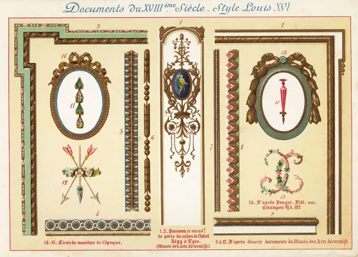 Framed Print : Design elements from the era of King Louis XVI, 18th century