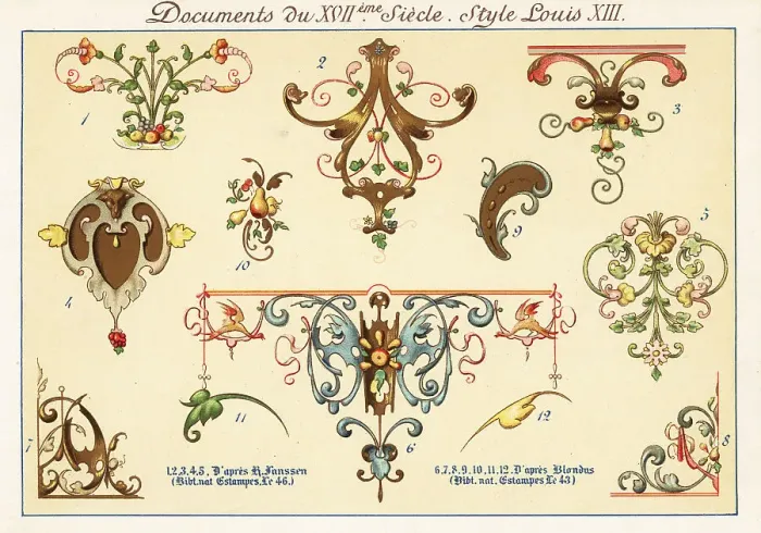 Framed Print : Design elements from the era of Louis XIII Framed Print : Design elements from the era of Louis XIII