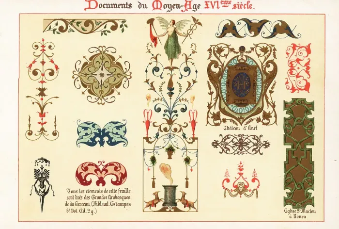 Framed Print : Design elements from manuscripts of the 16th century Framed Print : Design elements from manuscripts of the 16th century