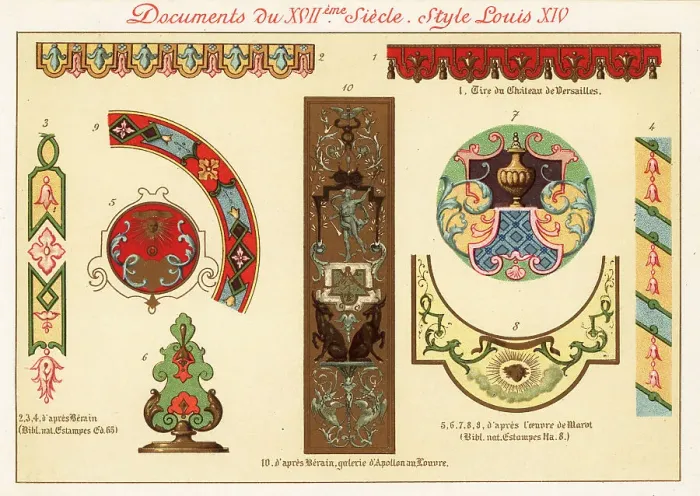 Framed Print : Design elements from the rococo era of Louis XIV, 17th century Framed Print : Design elements from the rococo era of Louis XIV, 17th century
