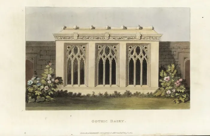 Framed Print : Design for a gothic dairy for a stately home, 1821 Framed Print : Design for a gothic dairy for a stately home, 1821