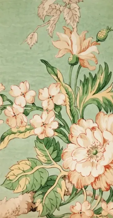 Framed Print : Design for Printed Textile in cream and green Framed Print : Design for Printed Textile in cream and green