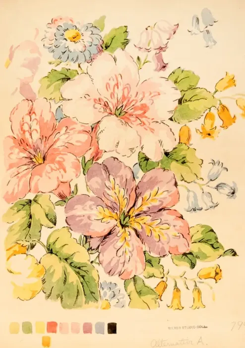Framed Print : Design for Printed Textile with flowers Framed Print : Design for Printed Textile with flowers