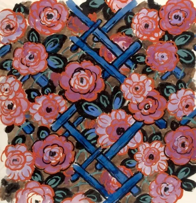 Framed Print : Design for Printed Textile with mauve flowers Framed Print : Design for Printed Textile with mauve flowers