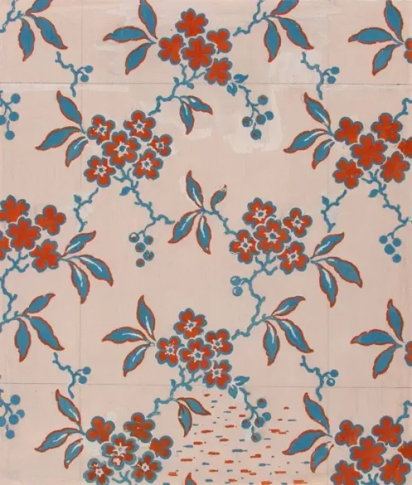 Framed Print : Design for Printed Textile in red and blue Framed Print : Design for Printed Textile in red and blue