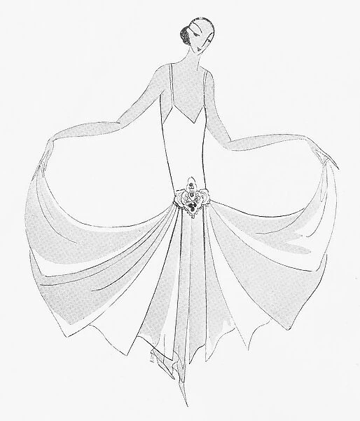A design sketch for a dancing gown, December 1923