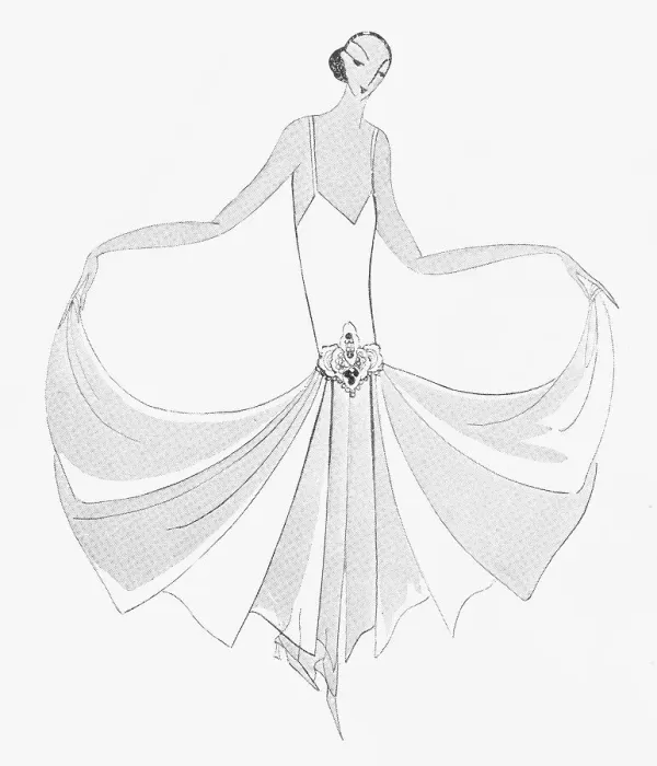 Framed Print : A design sketch for a dancing gown, December 1923 Framed Print : A design sketch for a dancing gown, December 1923