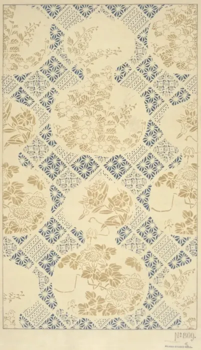 Framed Print : Design for Textile in blue and beige Framed Print : Design for Textile in blue and beige