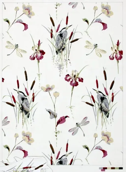 Framed Print : Design for textile with flowers, birds and insects Framed Print : Design for textile with flowers, birds and insects