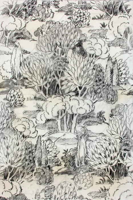 Framed Print : Design for textile with trees and shrubs Framed Print : Design for textile with trees and shrubs