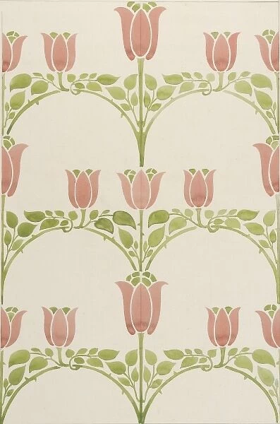 Design for Textile or Wallpaper with tulips