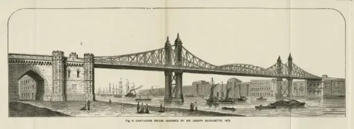 Framed Print : Design for Tower Bridge by Joseph Bazalgette Framed Print : Design for Tower Bridge by Joseph Bazalgette