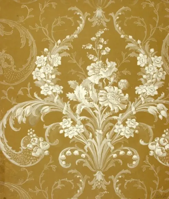 Framed Print : Design for Wallpaper in gold and cream Framed Print : Design for Wallpaper in gold and cream