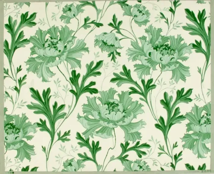 Framed Print : Design for Wallpaper with green flowers Framed Print : Design for Wallpaper with green flowers