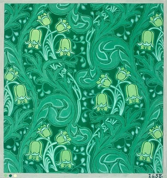 Design for Wallpaper with green flowers