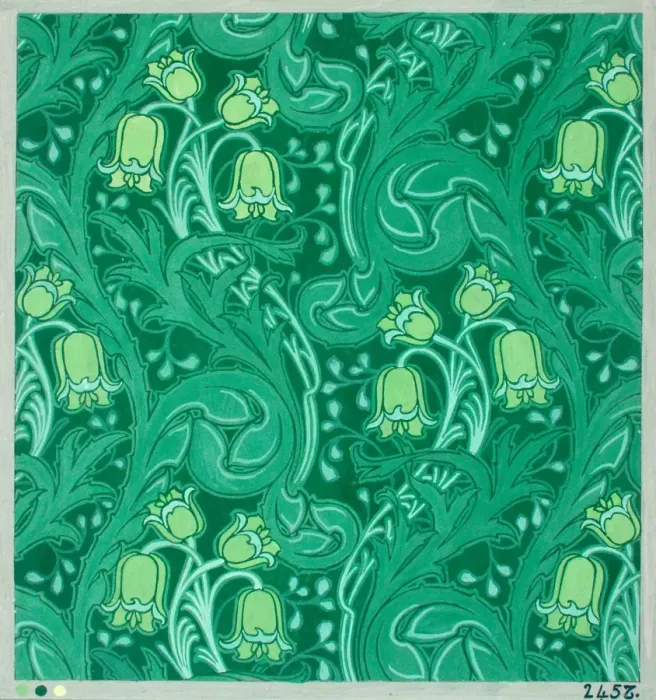 Framed Print : Design for Wallpaper with green flowers Framed Print : Design for Wallpaper with green flowers