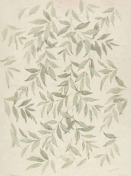 Design for Wallpaper with grey leaves