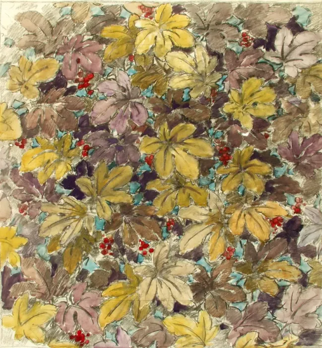 Framed Print : Design for wallpaper with leaves and berries Framed Print : Design for wallpaper with leaves and berries
