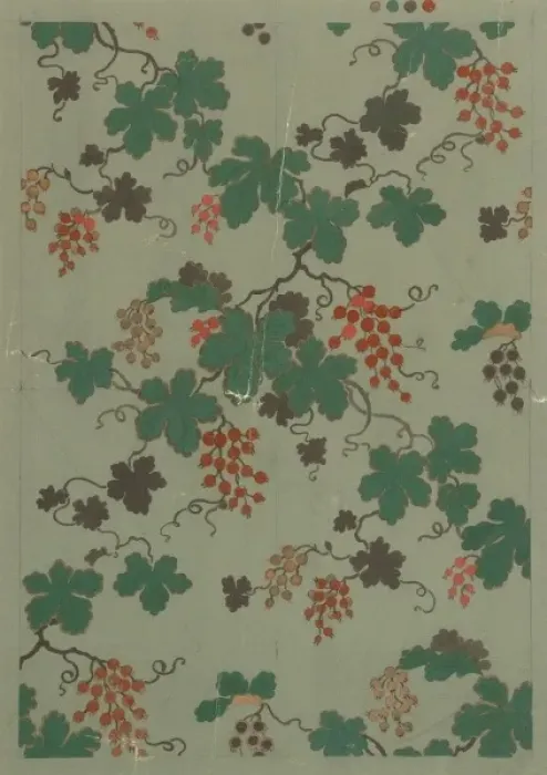 Framed Print : Design for Wallpaper with leaves and berries Framed Print : Design for Wallpaper with leaves and berries