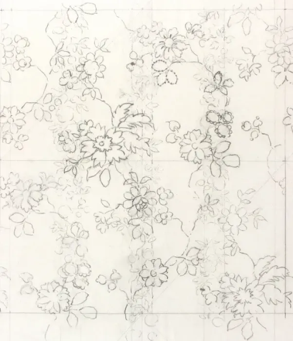 Framed Print : Design for wallpaper with leaves and flowers Framed Print : Design for wallpaper with leaves and flowers