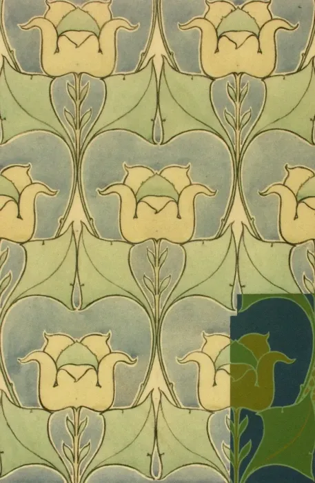 Framed Print : Design for wallpaper with stylised flowers