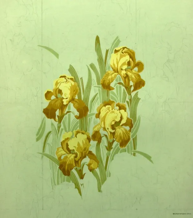 Framed Print : Design for Wallpaper with yellow lilies Framed Print : Design for Wallpaper with yellow lilies