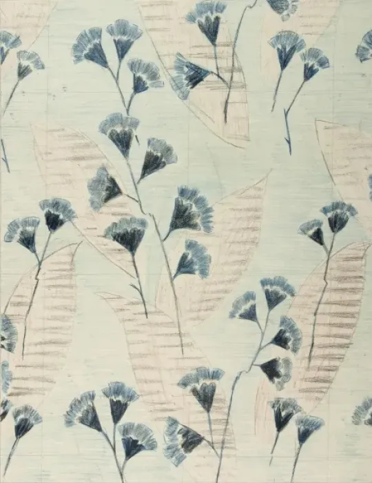 Framed Print : Design for Woven Textile with blue flowers Framed Print : Design for Woven Textile with blue flowers