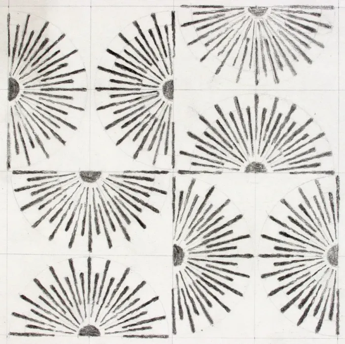 Framed Print : Design for Woven Textile in grey and white Framed Print : Design for Woven Textile in grey and white